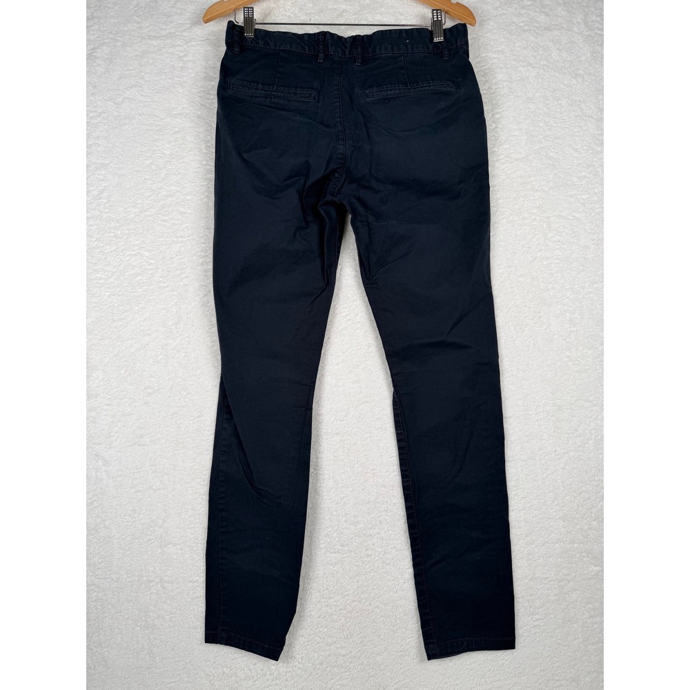 H&M L.O.G.G. Chino Pants Mens 30 Navy Blue Skinny Fit Stretch‎ Cotton Trousers - Picture 4 of 9